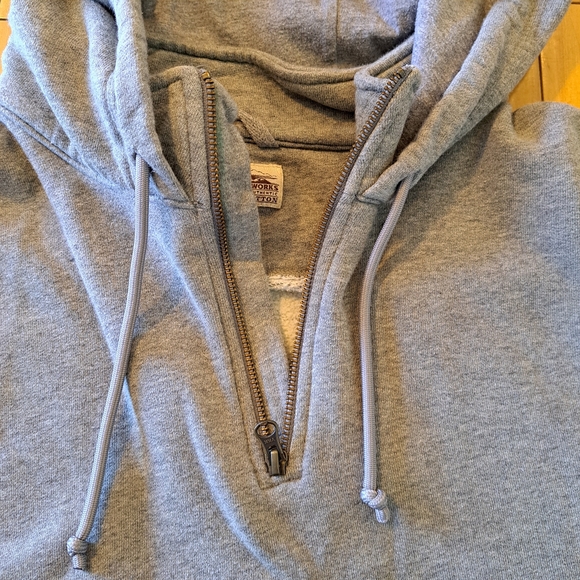 VGUC! L.L. Bean Katahdin Iron Works Quarter Zip Sweatshirt Gray Heather - Picture 4 of 16